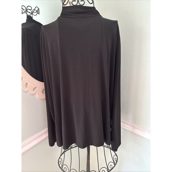 Eloquii Womens Size 22 /24 Pullover Career Blouse Black V-Neck Tie Bow - Picture 4 of 6